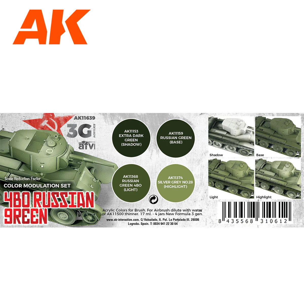 AK Interactive 3rd Gen 4BO Russian Green Modulation Set (AK11639) - Image 2
