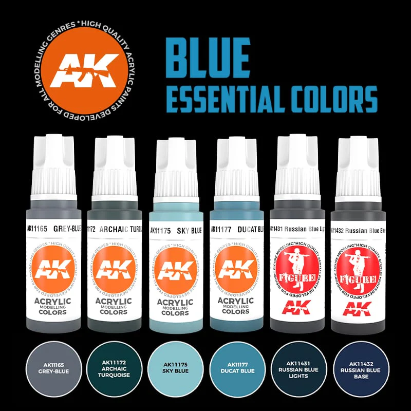 AK Interactive 3rd Gen Acrylic Blue Essential Colors Set (AK11618) - Image 3