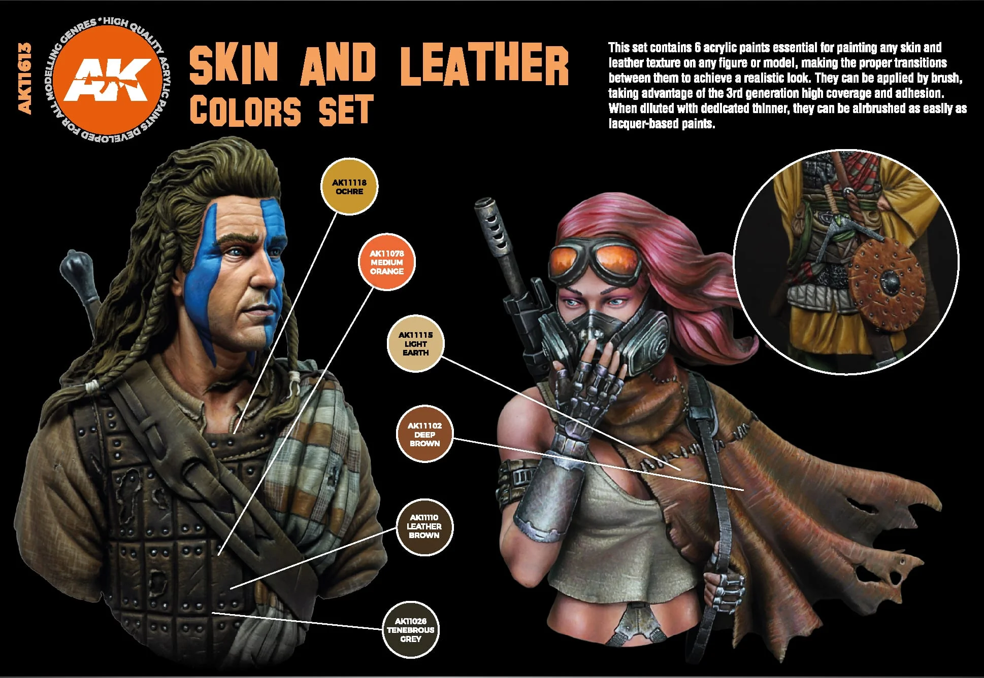 AK Interactive 3rd Gen Acrylic Skin & Leather Colors Set (AK11613) - Image 2