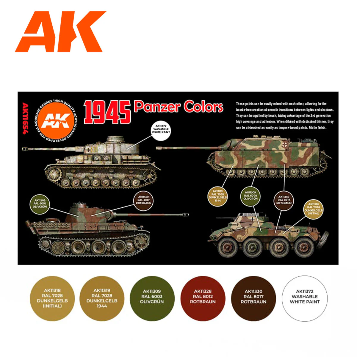 AK Interactive 3rd Gen AFV Paint Set - 1945 Panzer Colors (AK11654) - Image 2
