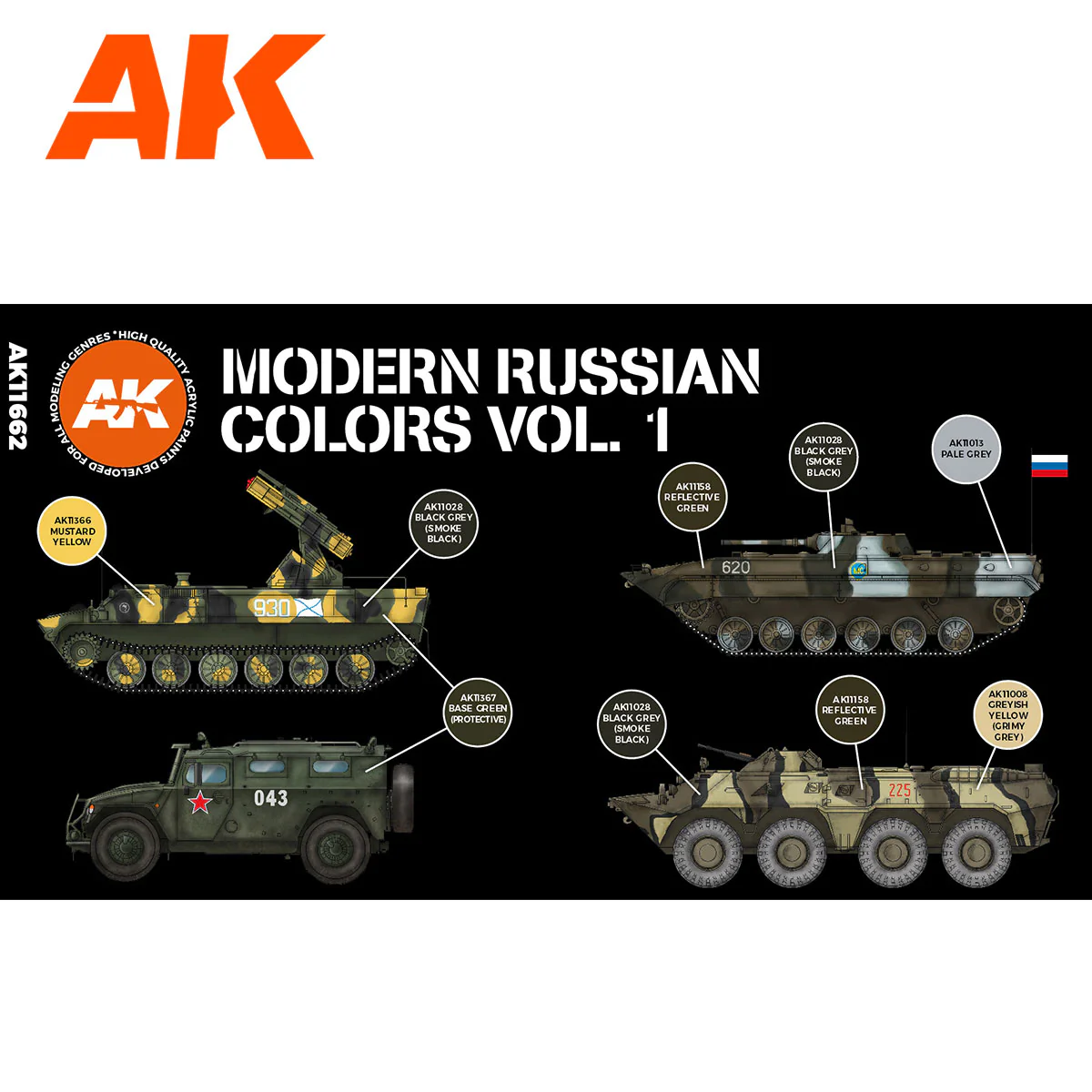 AK Interactive 3rd Gen AFV Paint Set - Modern Russian Colors Vol 1 (AK11662) - Image 2