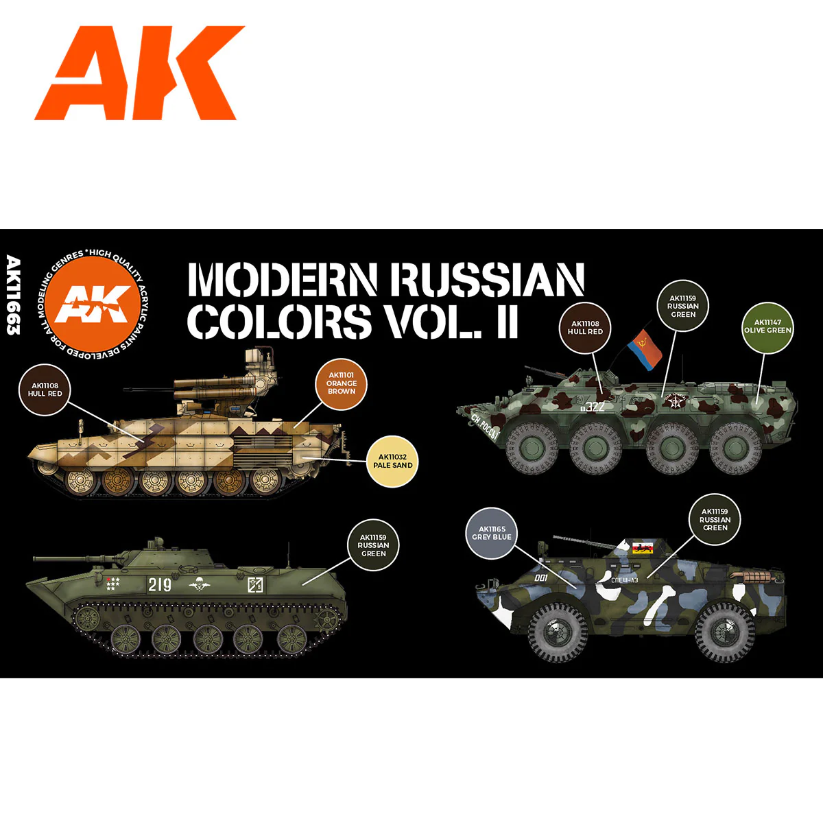 AK Interactive 3rd Gen AFV Paint Set - Modern Russian Colors Vol 2 (AK11663) - Image 2