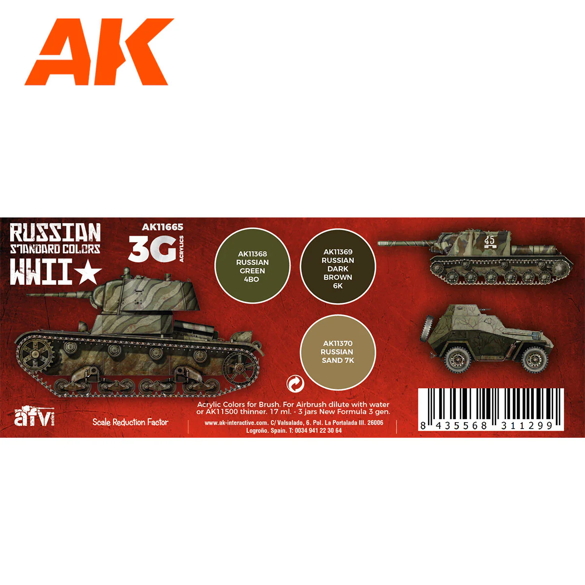 AK Interactive 3rd Gen AFV Paint Set - Russian Standard WWII Combo (AK11665) - Image 2