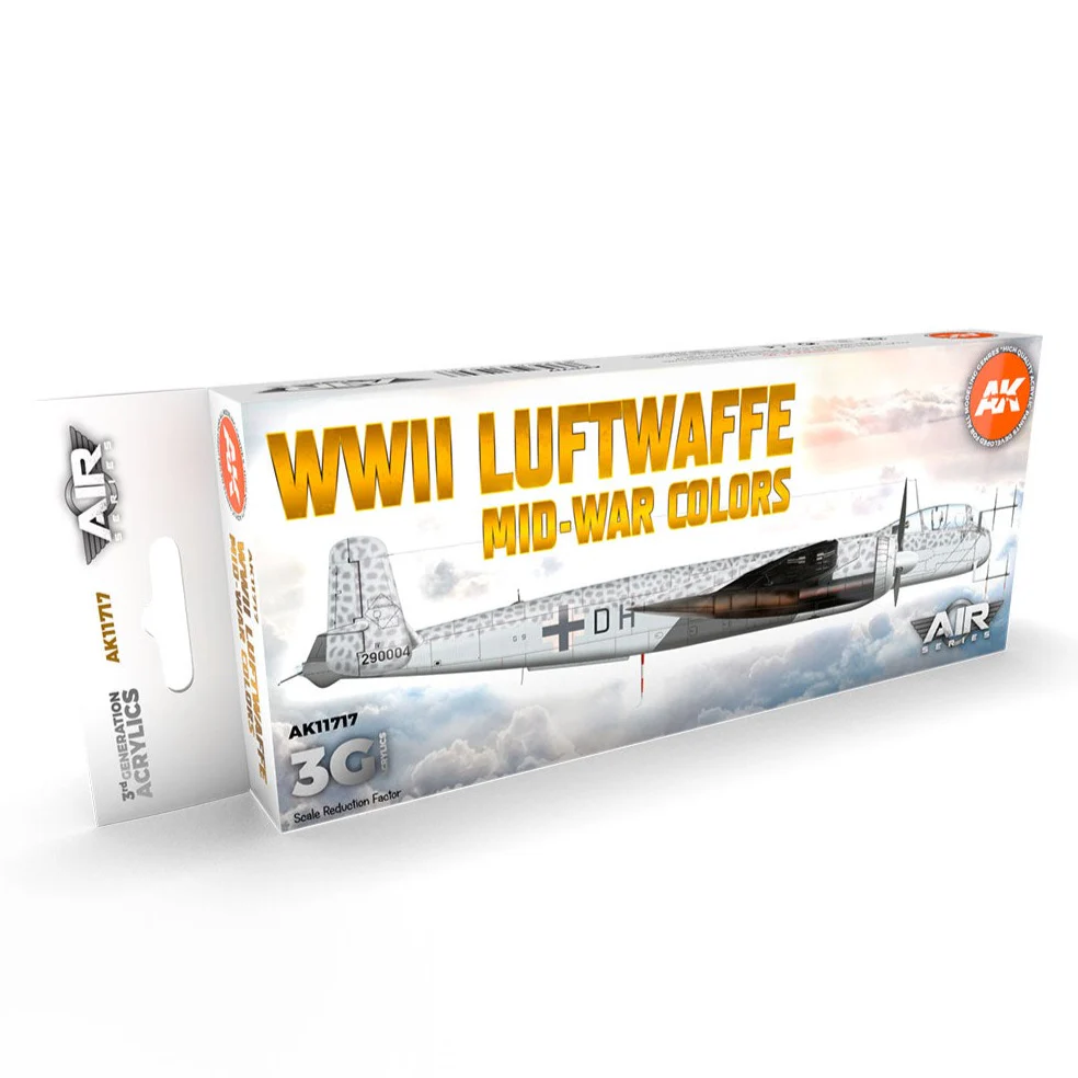 AK Interactive 3rd Gen Aircraft Paint Set - WWII Luftwaffe Mid-War Colors Set (AK11717)