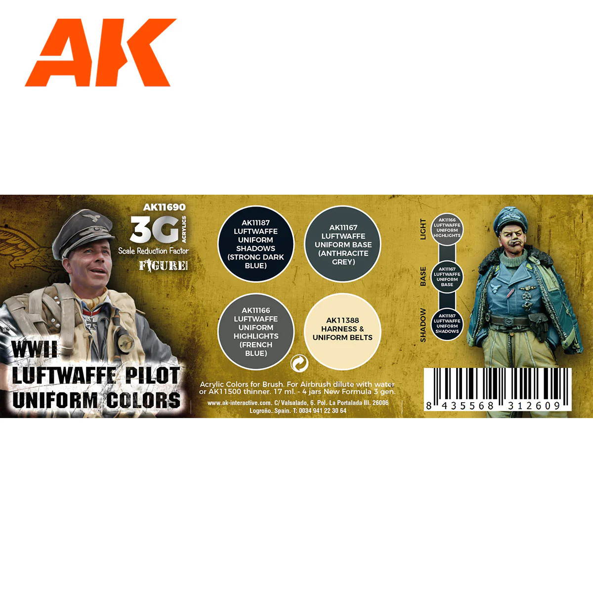 AK Interactive 3rd Gen Aircraft Paint Set - WWII Luftwaffe Uniform Colors (AK11690) - Image 2