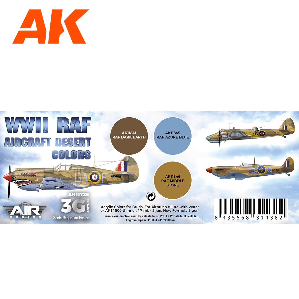 AK Interactive 3rd Gen Aircraft Paint Set - WWII RAF Aircraft Desert Colors Set (AK11726) - Image 2