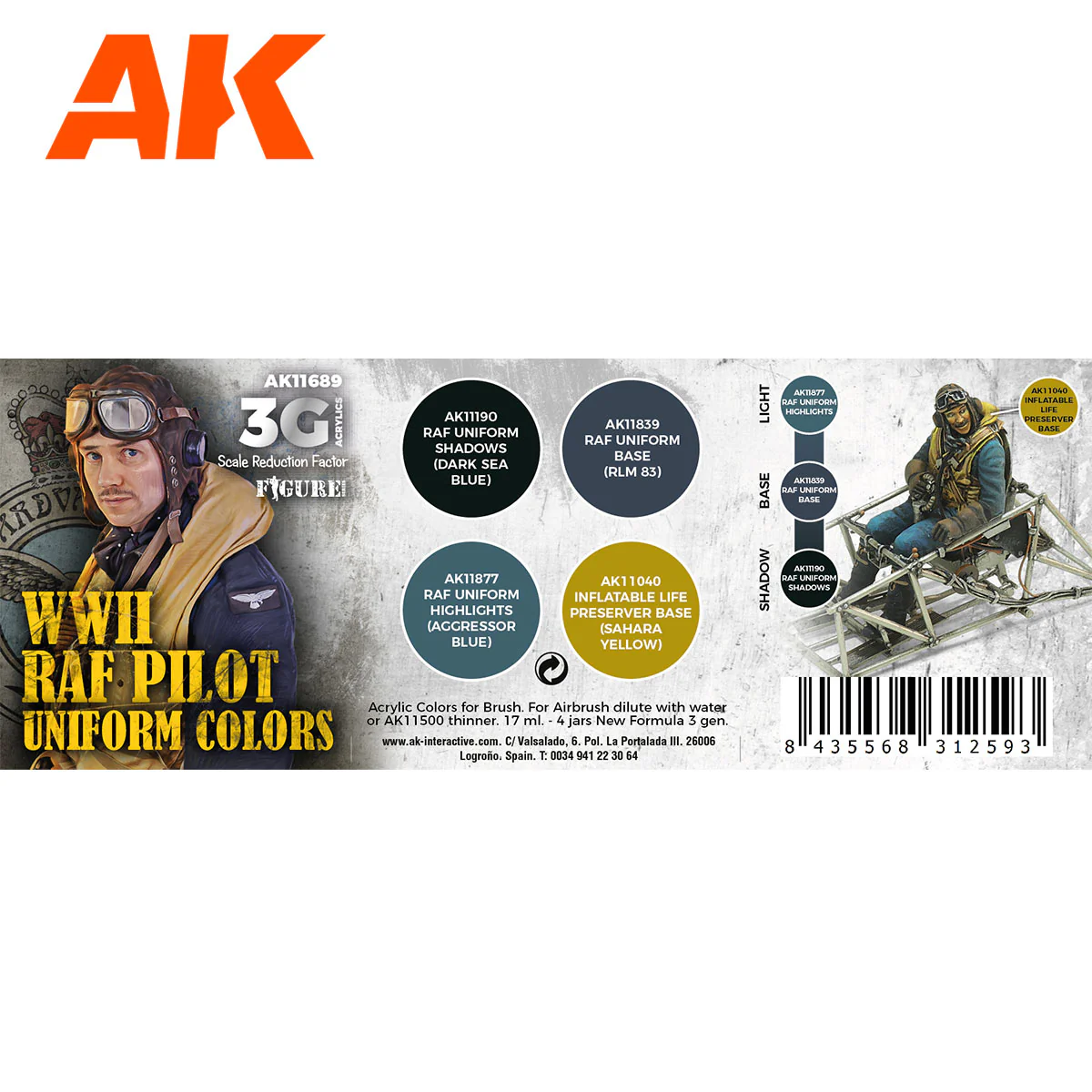 AK Interactive 3rd Gen Aircraft Paint Set - WWII RAF Uniform Colors (AK11689) - Image 2