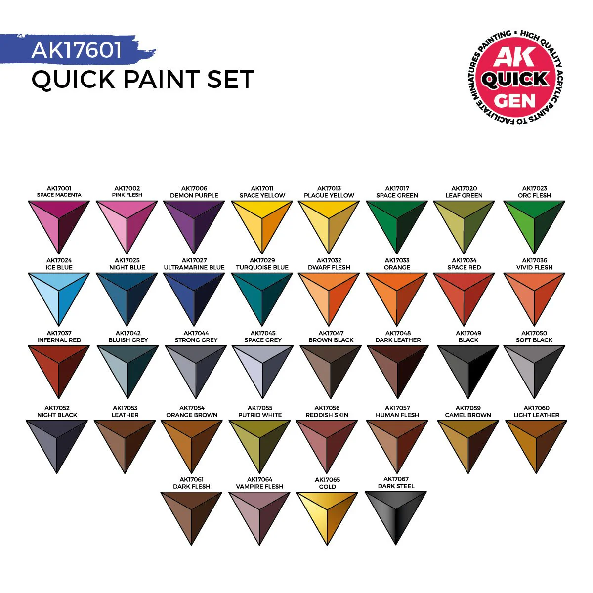 AK Interactive Quick Gen Paint Set - 36 Quick Gen Colors & 2 Brushes (AK17601) - Image 3