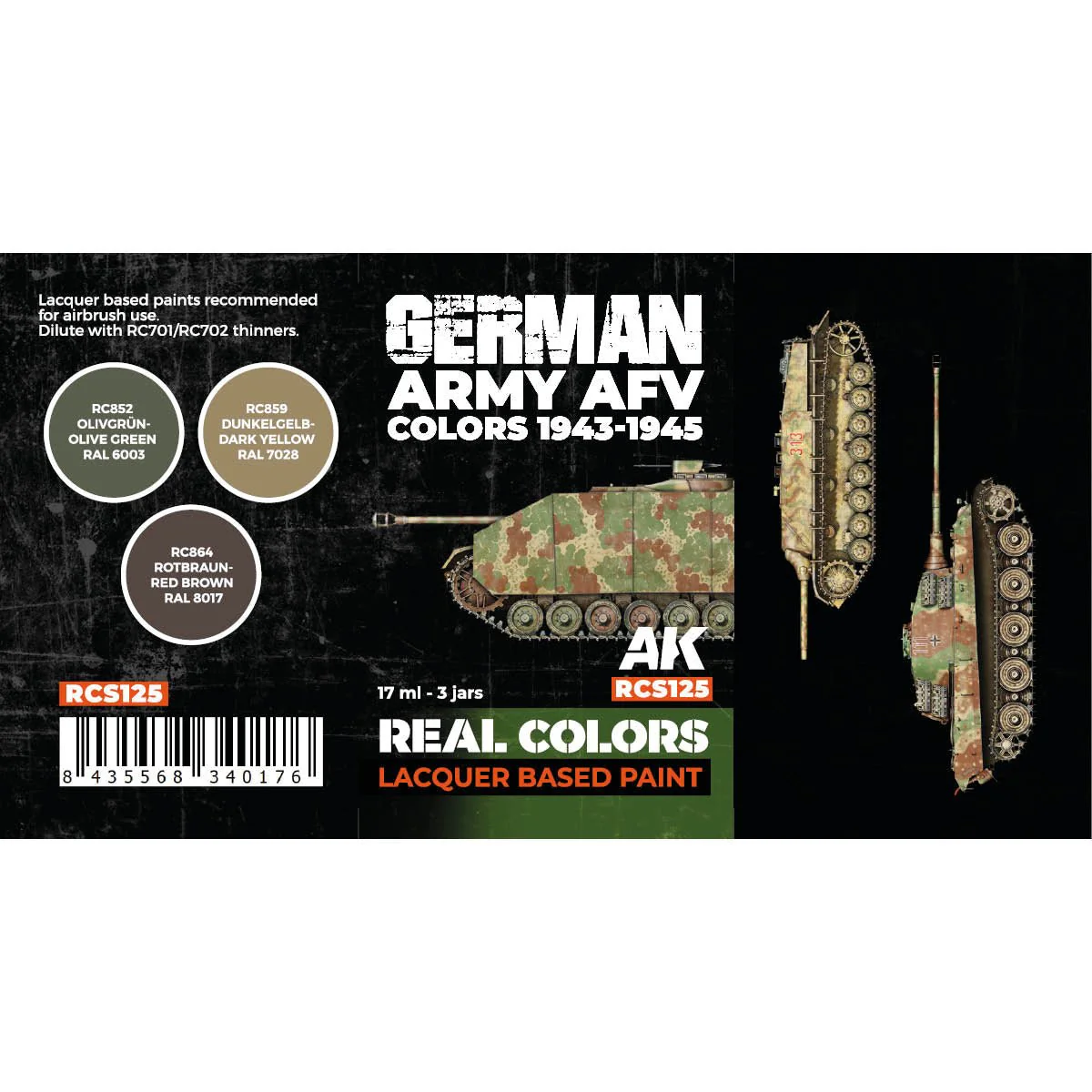 AK Interactive Real Colors - German Army AFV 1943-1945 Set (RCS125) - Image 2