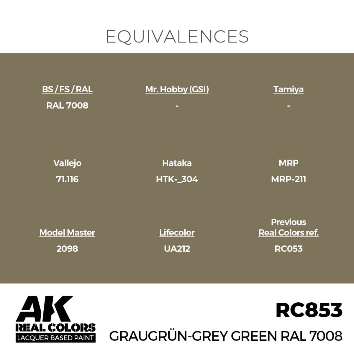 AK Interactive Real Colors - Graugrün-Grey Green RAL 7008 (RC853) - Image 2