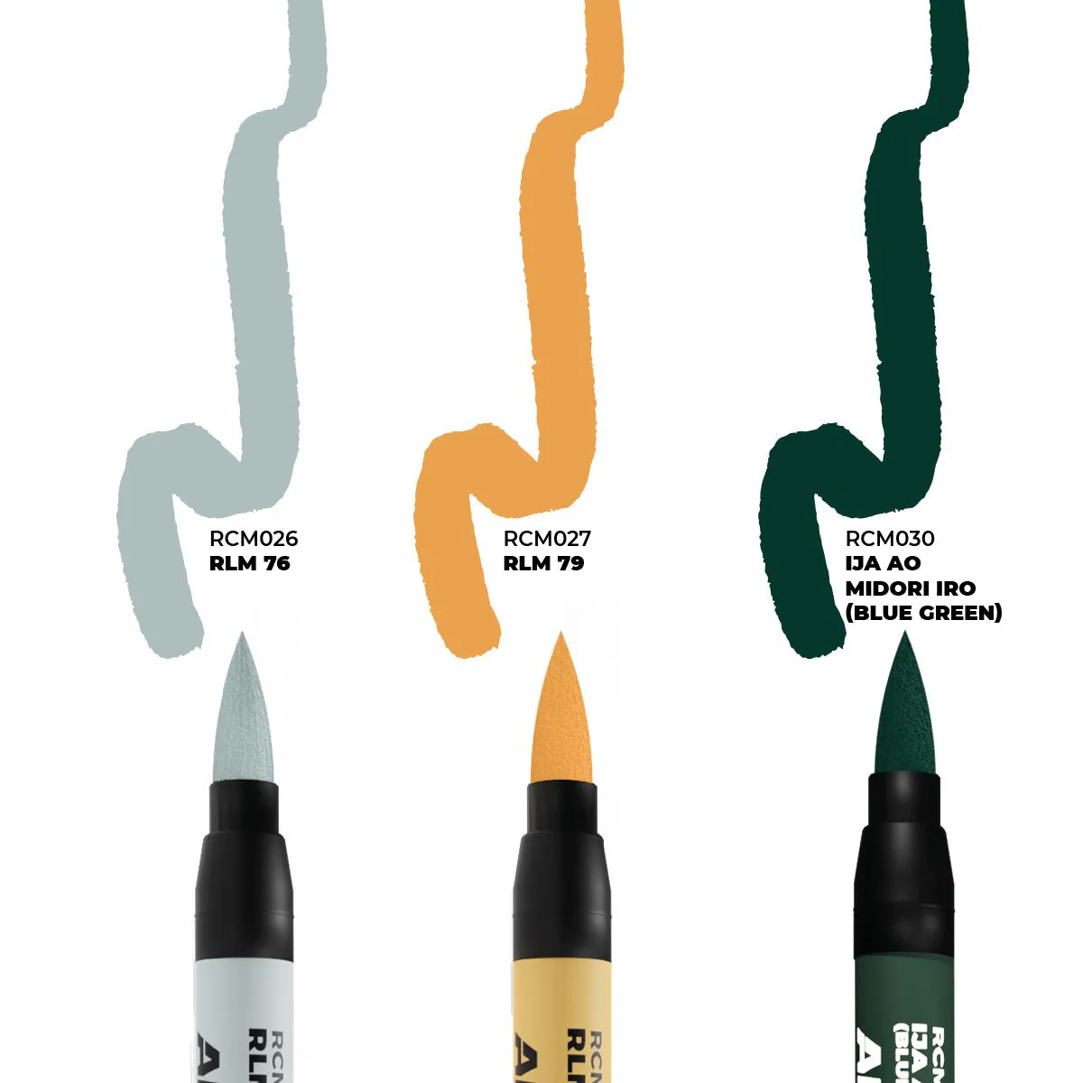 AK Interactive Real Colors Markers - WWII Axis Aircraft Squiggle Camouflage Colours (RCM111) - Image 2