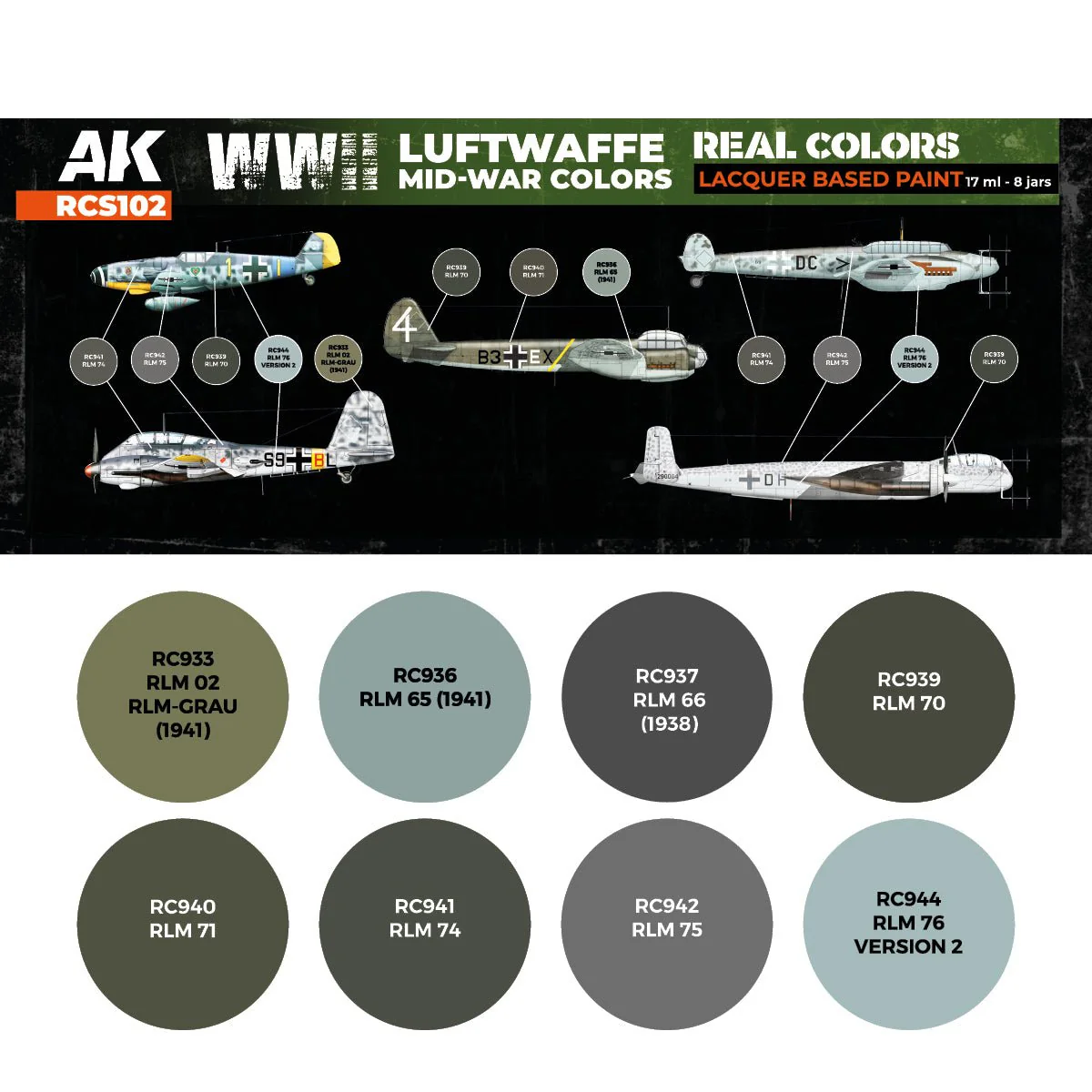 AK Interactive Real Colors - WWII Luftwaffe Mid-War Set (RCS102) - Image 2