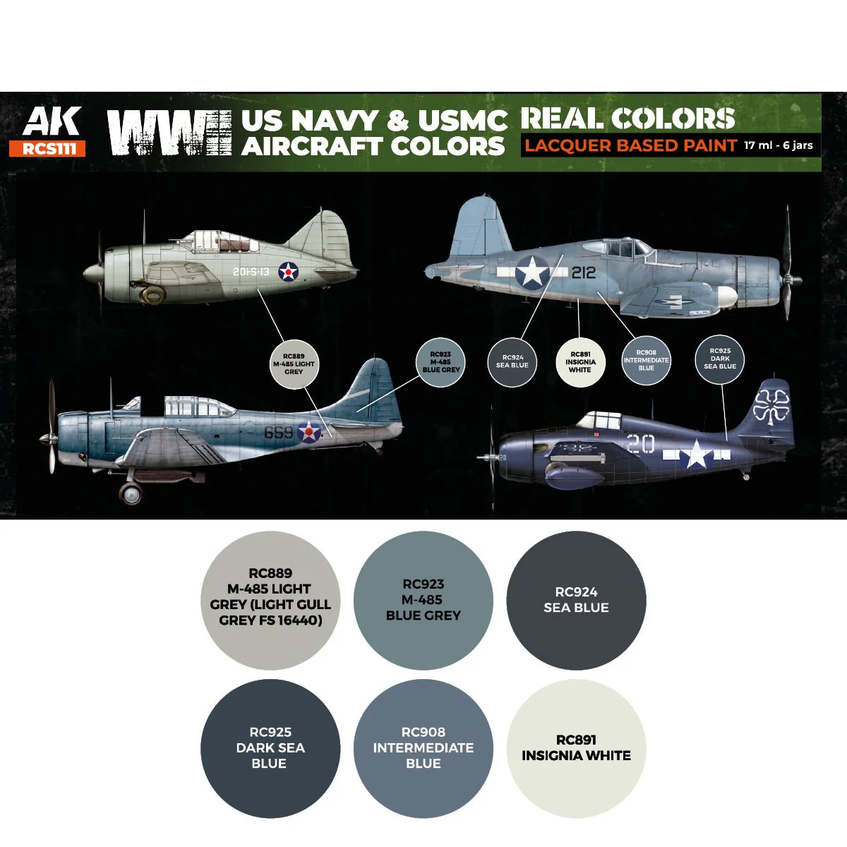 AK Interactive Real Colors - WWII US Navy & USMC Aircraft Set (RCS111) - Image 2