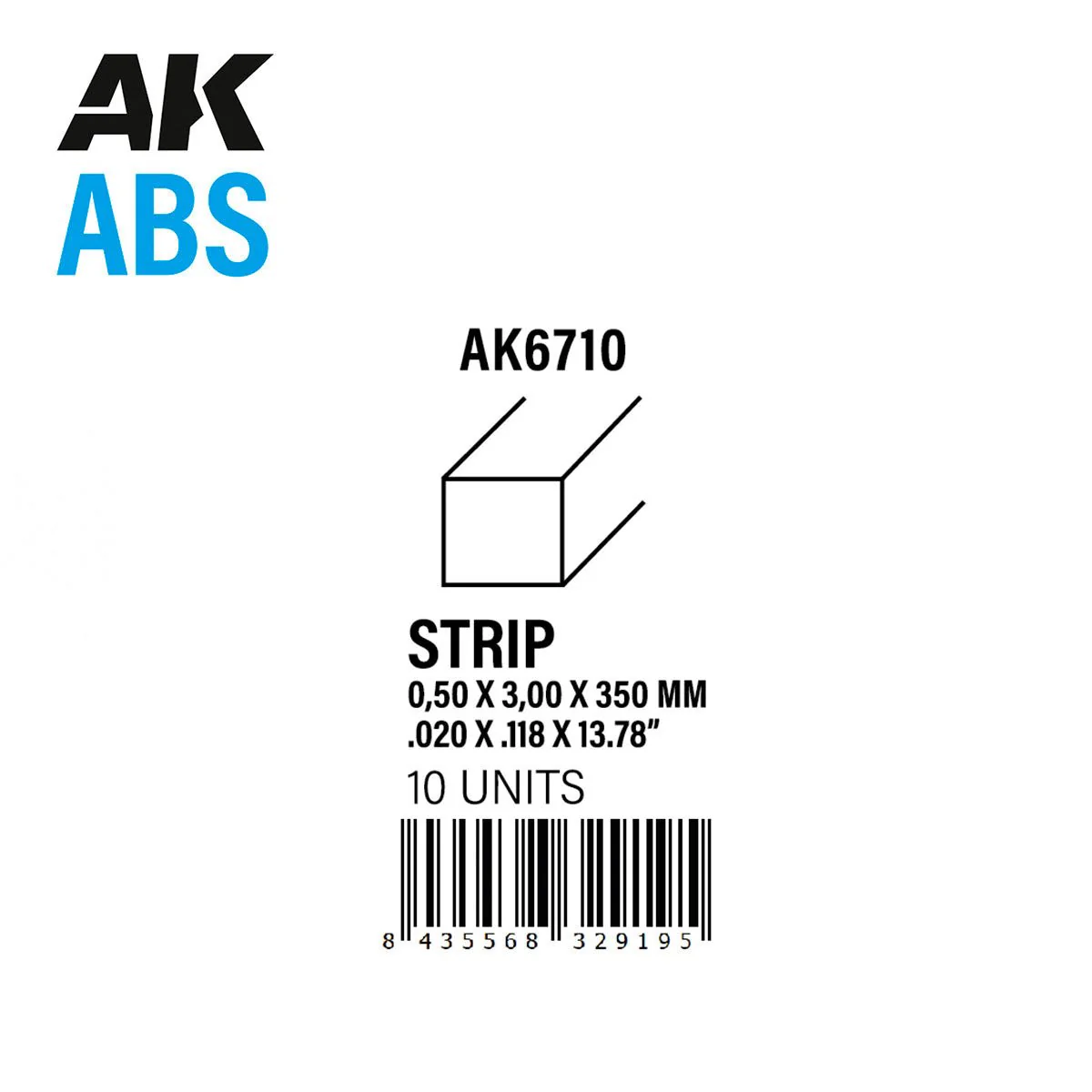 AK Interactive - Strips 0.5mm X 3mm X 350mm - ABS Strip (AK6710) - Image 2