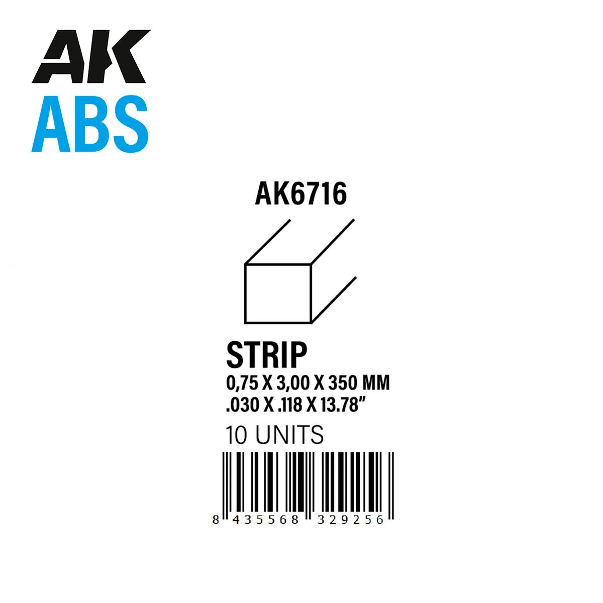 AK Interactive - Strips 0.75mm X 3mm X 350mm - ABS Strip (AK6716) - Image 2