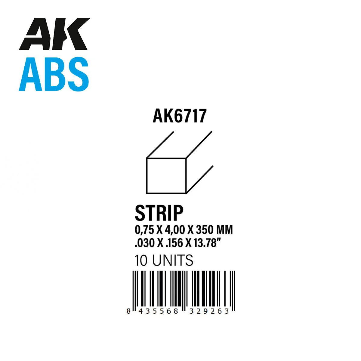 AK Interactive - Strips 0.75mm X 4mm X 350mm - ABS Strip (AK6717) - Image 2