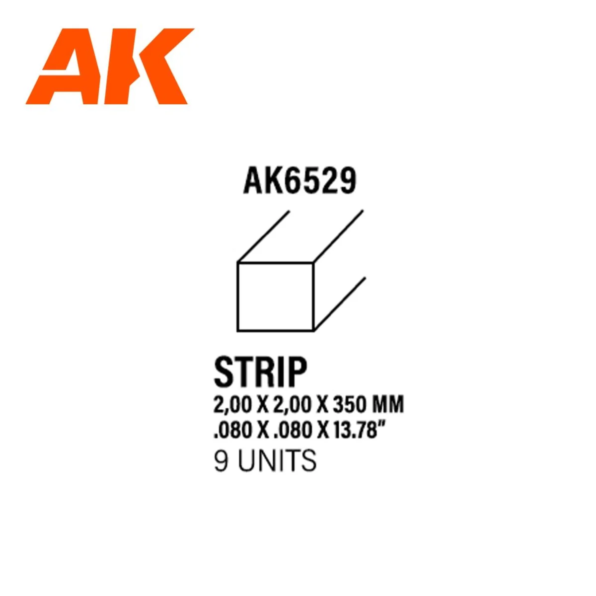 AK Interactive - Strips 2.00 X 2.00 X 350mm - Styrene Strip (AK6529) - Image 3