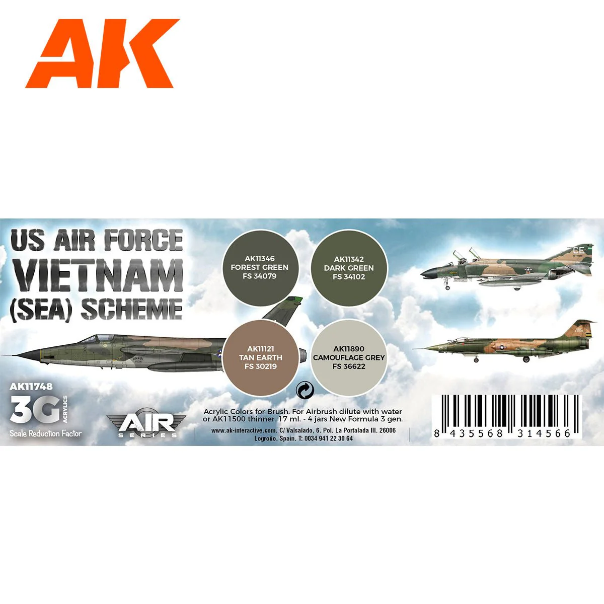 AK Interactive - US Air Force South East Asia (Sea) Scheme Set 3G (AK11748) - Image 2