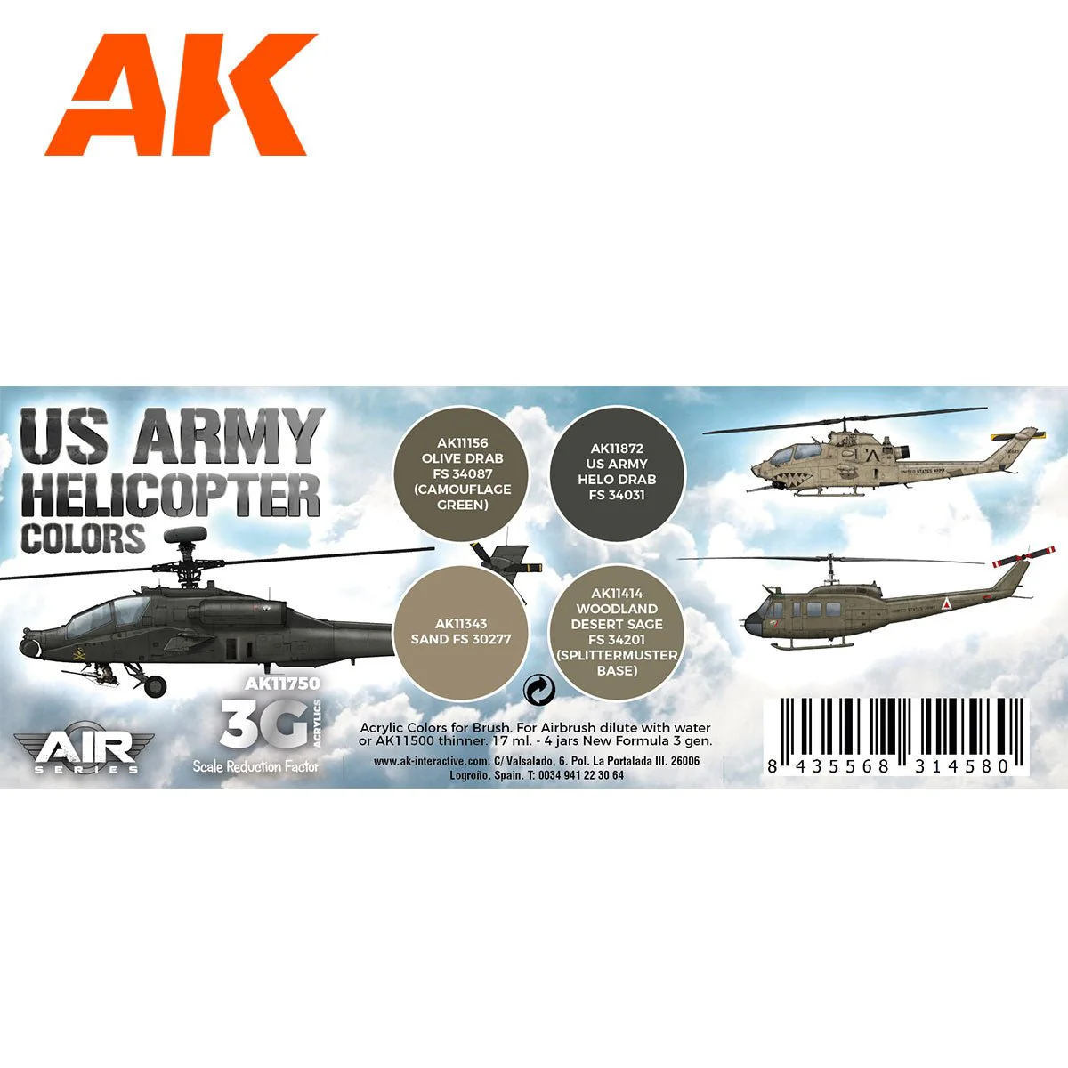 AK Interactive - US Army Helicopter Colors Set 3G (AK11750) - Image 2