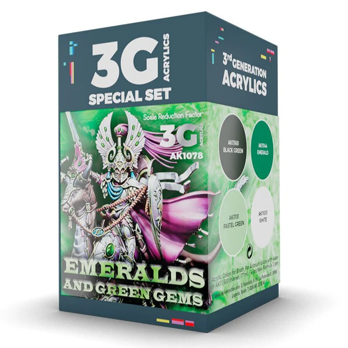 AK Interactive Wargame Color Set: Emeralds and Green Gems (AK1078)