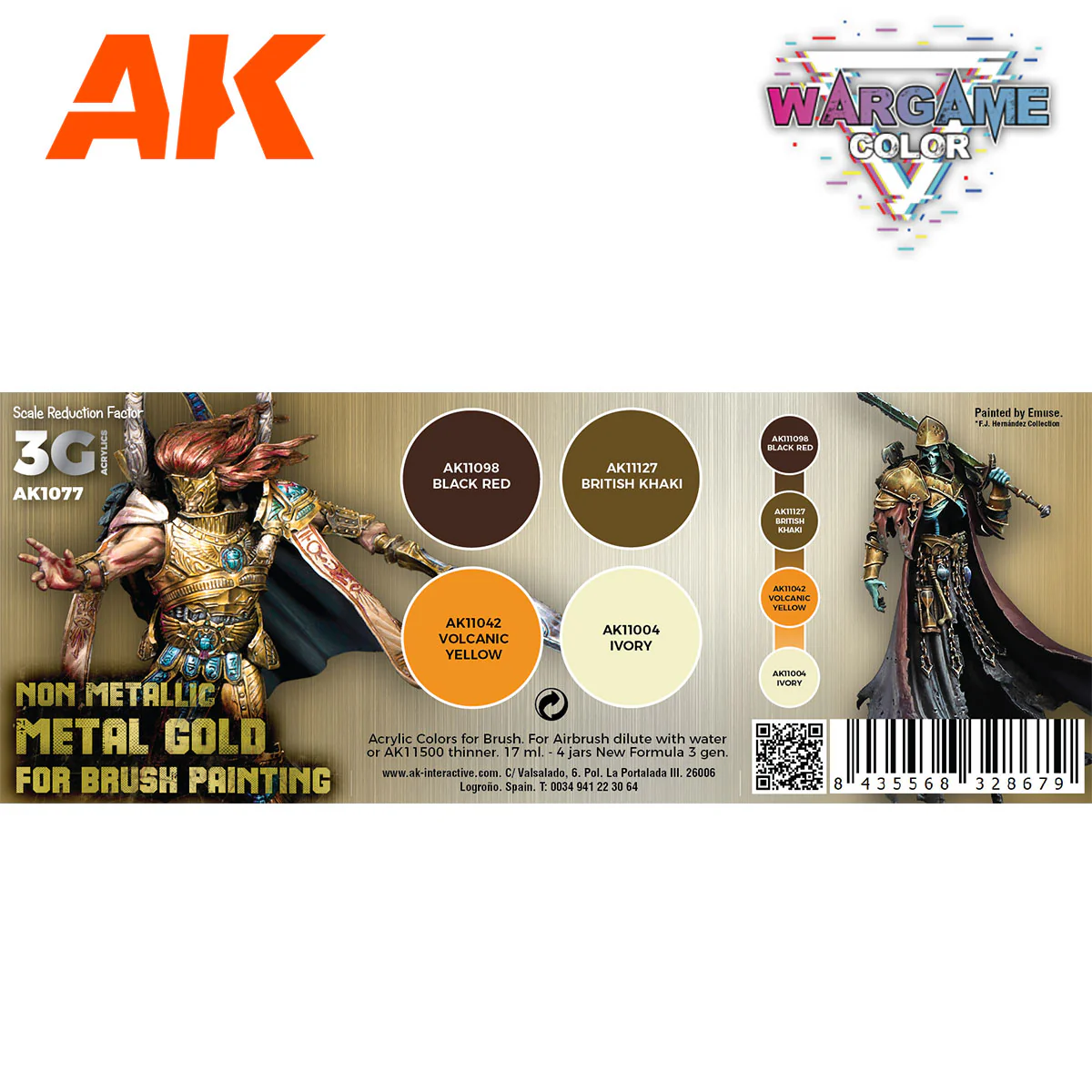 AK Interactive Wargame Color Set: Non-Metallic Metal Gold (AK1077) - Image 2