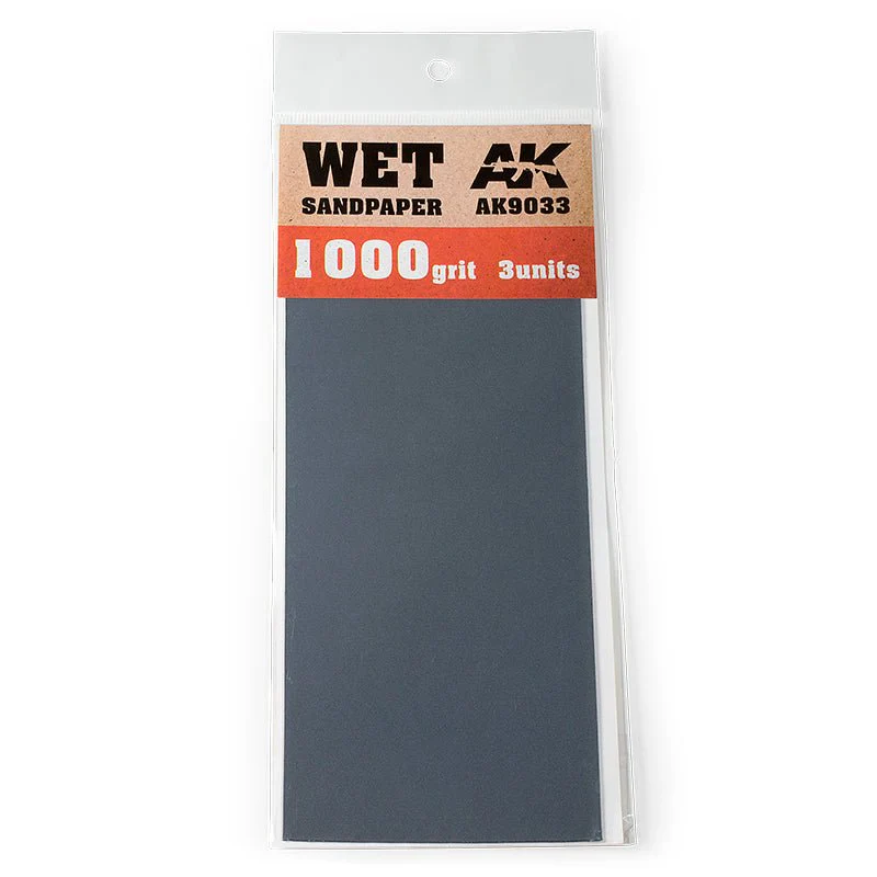 AK Interactive - Wet Sandpaper 1000 Grit (Pack of 3) (AK9033)