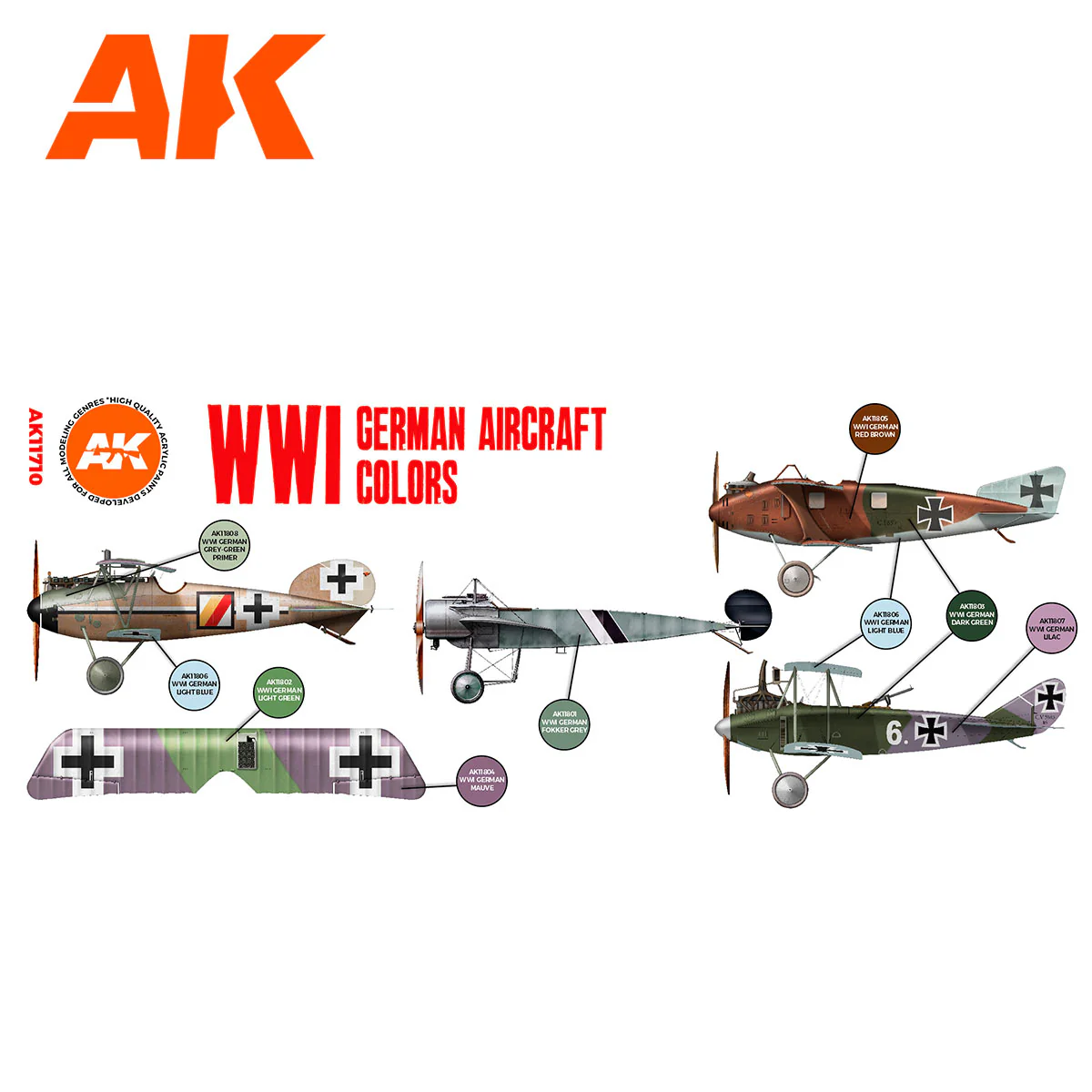 AK Interactive - WWI German Aircraft Colors Set (AK11710) - Image 2