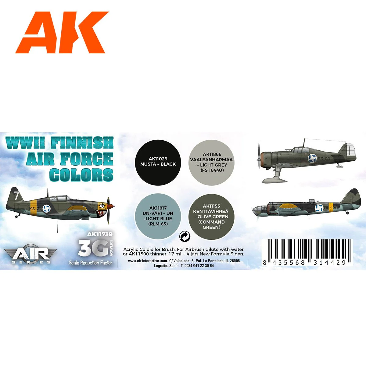 AK Interactive - WWII Finnish Air Force Colors Set 3G (AK11739) - Image 2