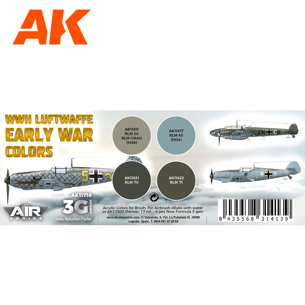 AK Interactive - WWII Luftwaffe Early War Colors Set 3G (AK11716) - Image 2