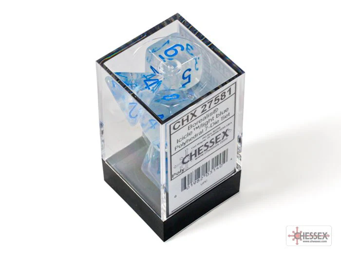 Chessex - Borealis Polyhedral 7 Dice Set - Luminary Icicle light blue - Image 3