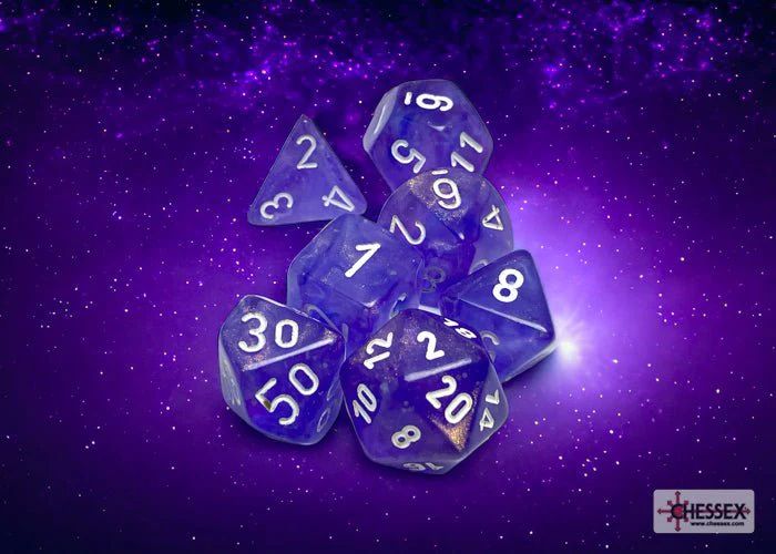 Chessex - Borealis Polyhedral 7 Dice Set - Luminary Purple & White - Image 2