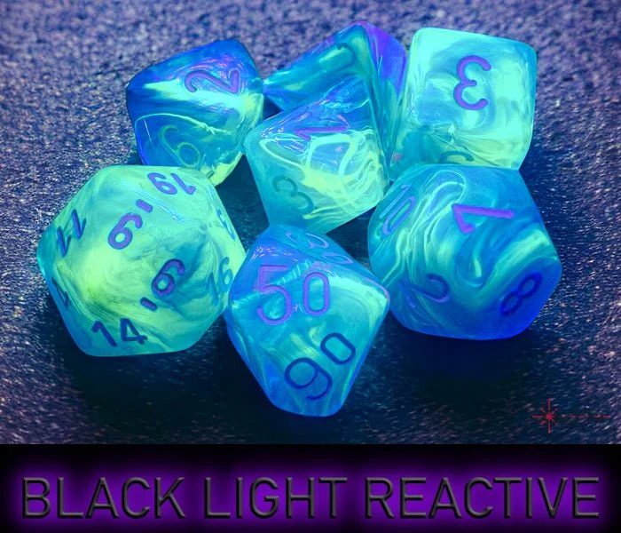 Chessex - Festive Polyhedral 7 Dice Set - Waterlily & White - Image 3