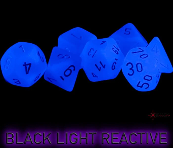 Chessex - Frosted Polyhedral 7 Dice Set - Blue with White - Image 4