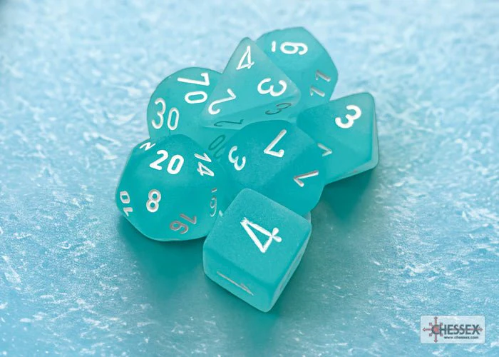 Chessex - Frosted Polyhedral 7 Dice Set - Teal with White - Image 2