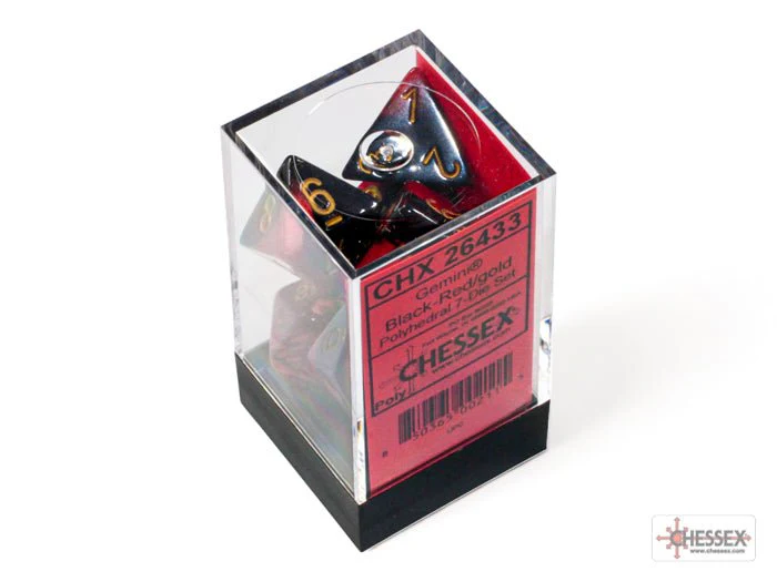Chessex - Gemini Polyhedral 7 Dice Set - Black-Red with Gold - Image 3