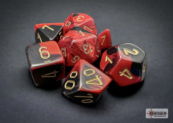 Chessex - Gemini Polyhedral 7 Dice Set - Black-Red with Gold - Image 4
