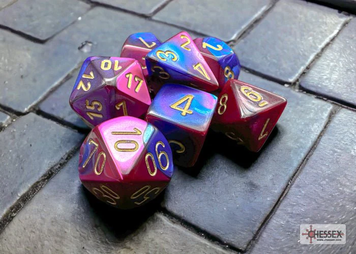 Chessex - Gemini Polyhedral 7 Dice Set - Blue-Purple with Gold - Image 2