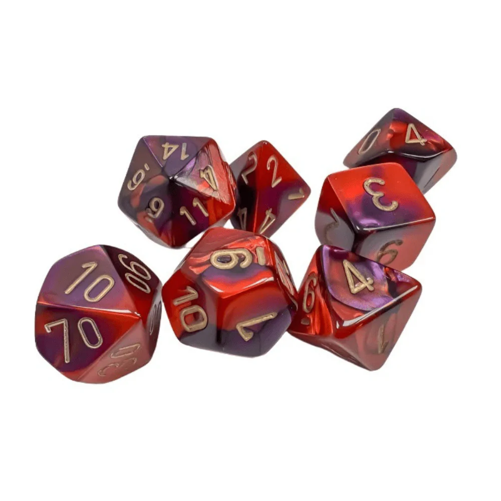 Chessex - Gemini Polyhedral 7 Dice Set - Purple-Red with Gold