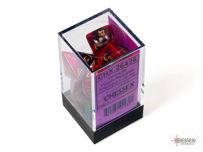 Chessex - Gemini Polyhedral 7 Dice Set - Purple-Red with Gold - Image 2
