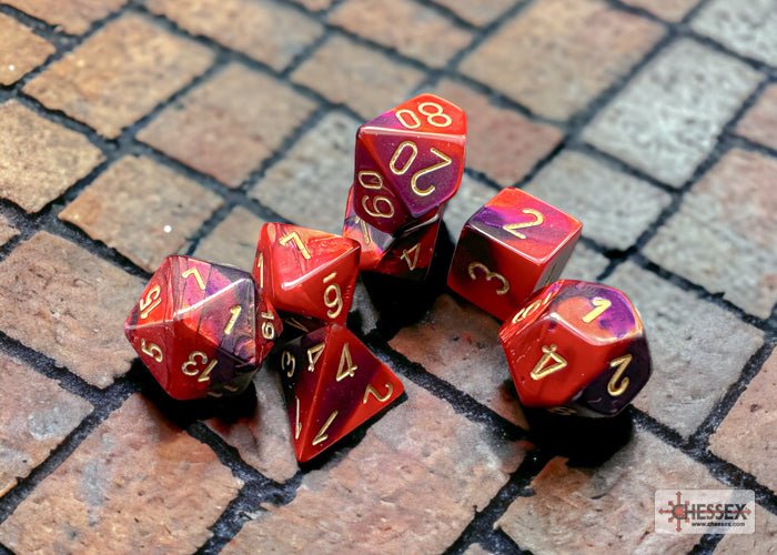 Chessex - Gemini Polyhedral 7 Dice Set - Purple-Red with Gold - Image 3