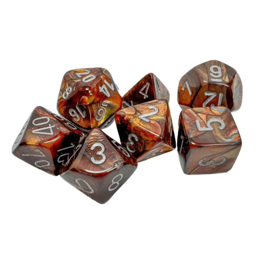 Chessex - Lustrous Polyhedral 7 Dice Set - Gold with Silver
