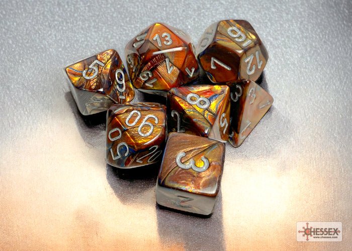Chessex - Lustrous Polyhedral 7 Dice Set - Gold with Silver - Image 2