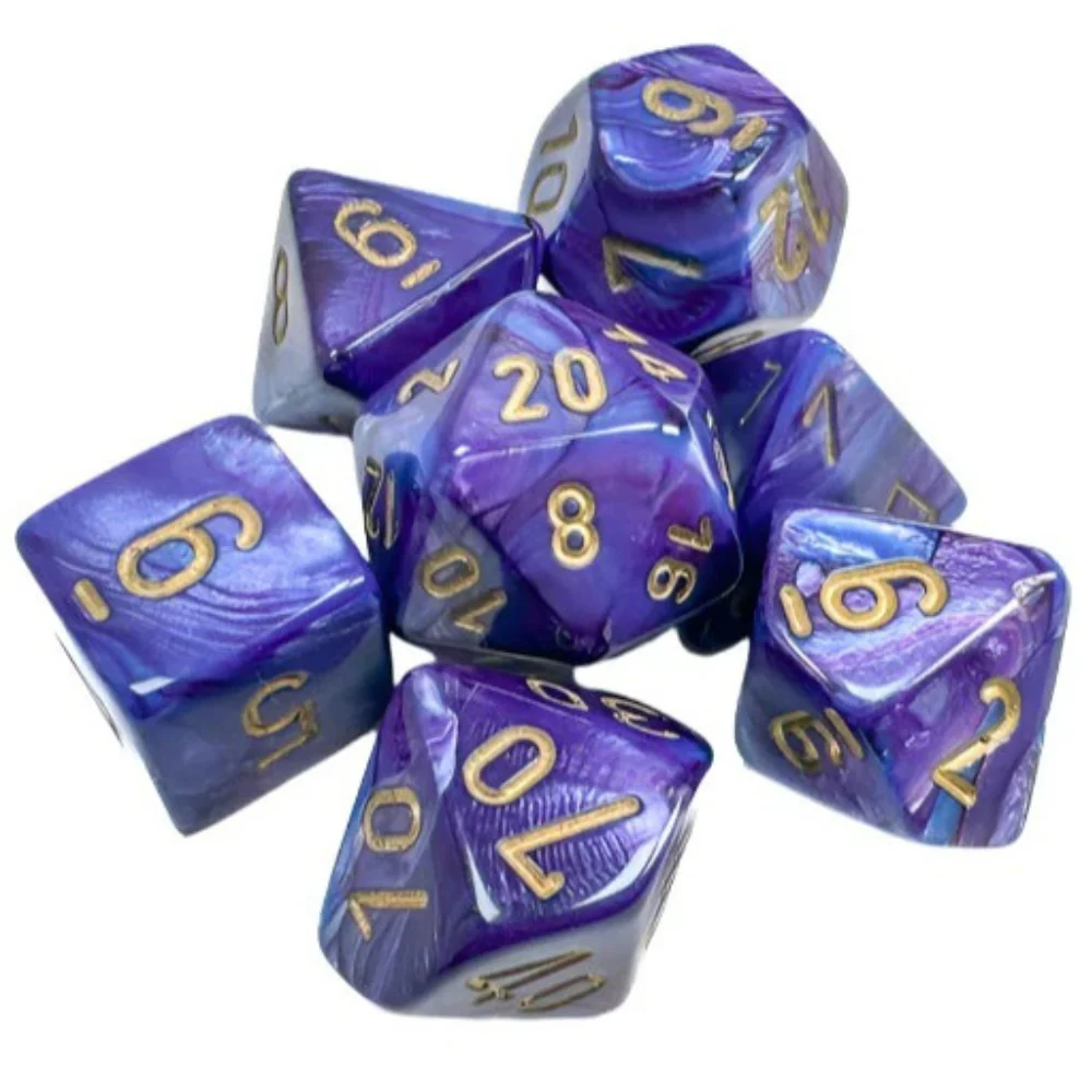 Chessex - Lustrous Polyhedral 7 Dice Set - Purple with Gold