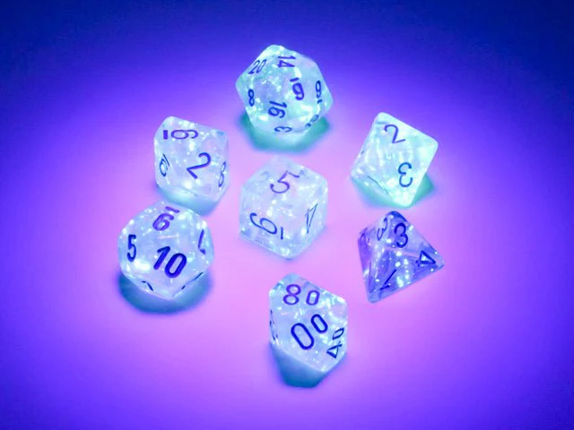 Chessex - Mini Borealis Polyhedral 7 Die Set - Luminary Icicle light Blue - Image 3