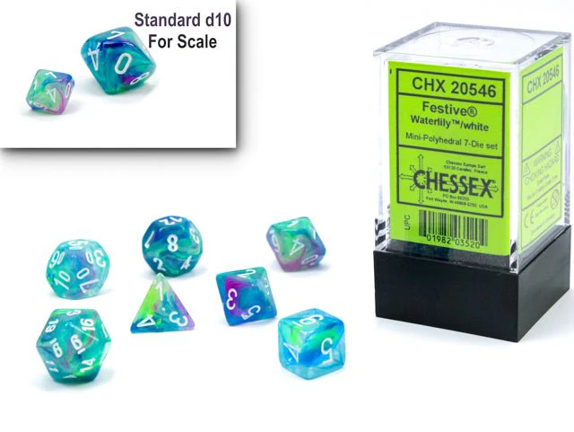 Chessex - Mini Festive Polyhedral 7 Die Set - Waterlily White - Image 2
