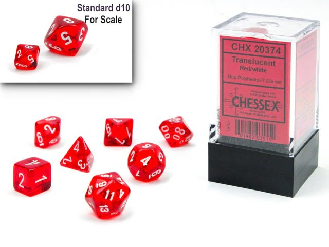 Chessex - Mini Translucent Polyhedral 7-Die Set - Red & White - Image 2
