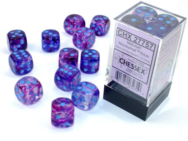 Chessex - Nebula 16mm D6 Dice Block - Luminary Nocturnal Blue Dice Block - Image 3