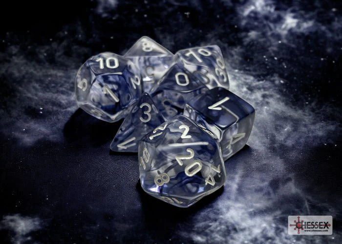 Chessex - Nebula Polyhedral 7 Dice Set - Black with White - Image 2