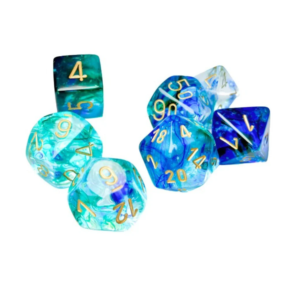Chessex - Nebula Polyhedral 7 Dice Set - Luminary Oceanic Gold