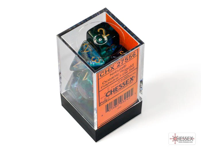 Chessex - Nebula Polyhedral 7 Dice Set - Luminary Oceanic Gold - Image 3